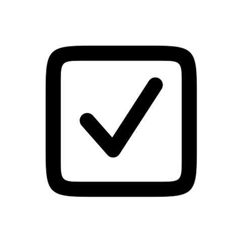 Black checkmark inside a square checkbox icon on a transparent background